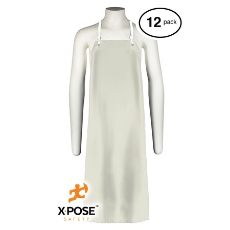 XPOSE SAFETY White Heavy Duty Vinyl Waterproof Apron, 12PK AG150-12-S